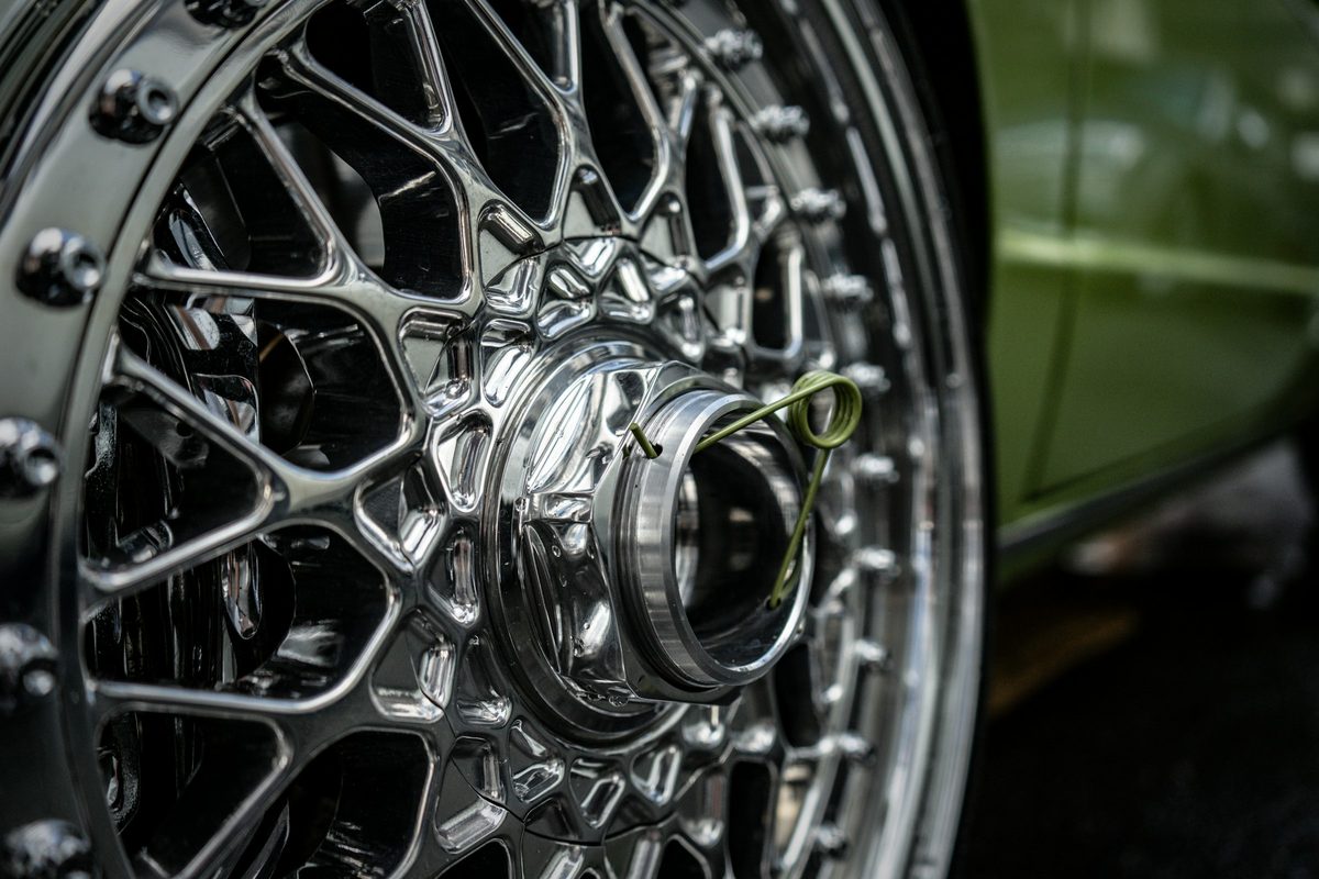 Chrome mesh wheel close-up